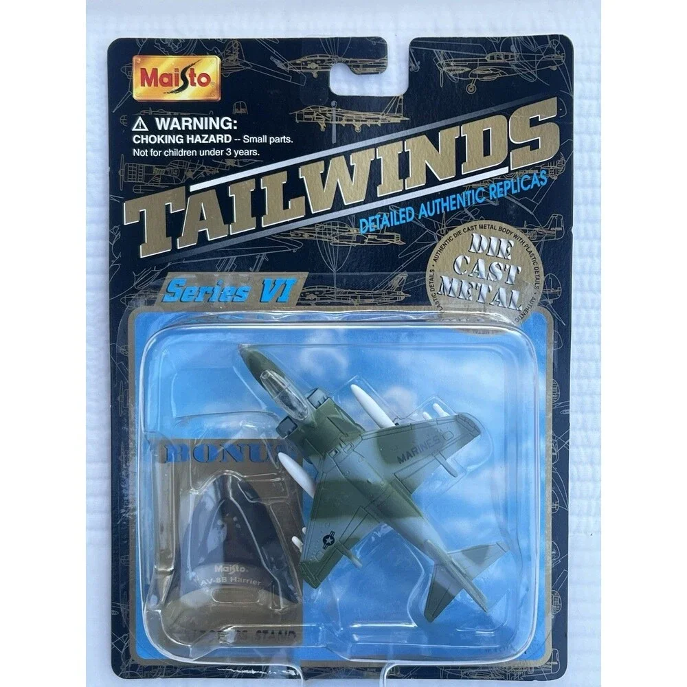 MAISTO 2001 TAILWINDS SERIES VI DIE CAST MILLITARY PLANE AV-8B HARRIER W/ STAND